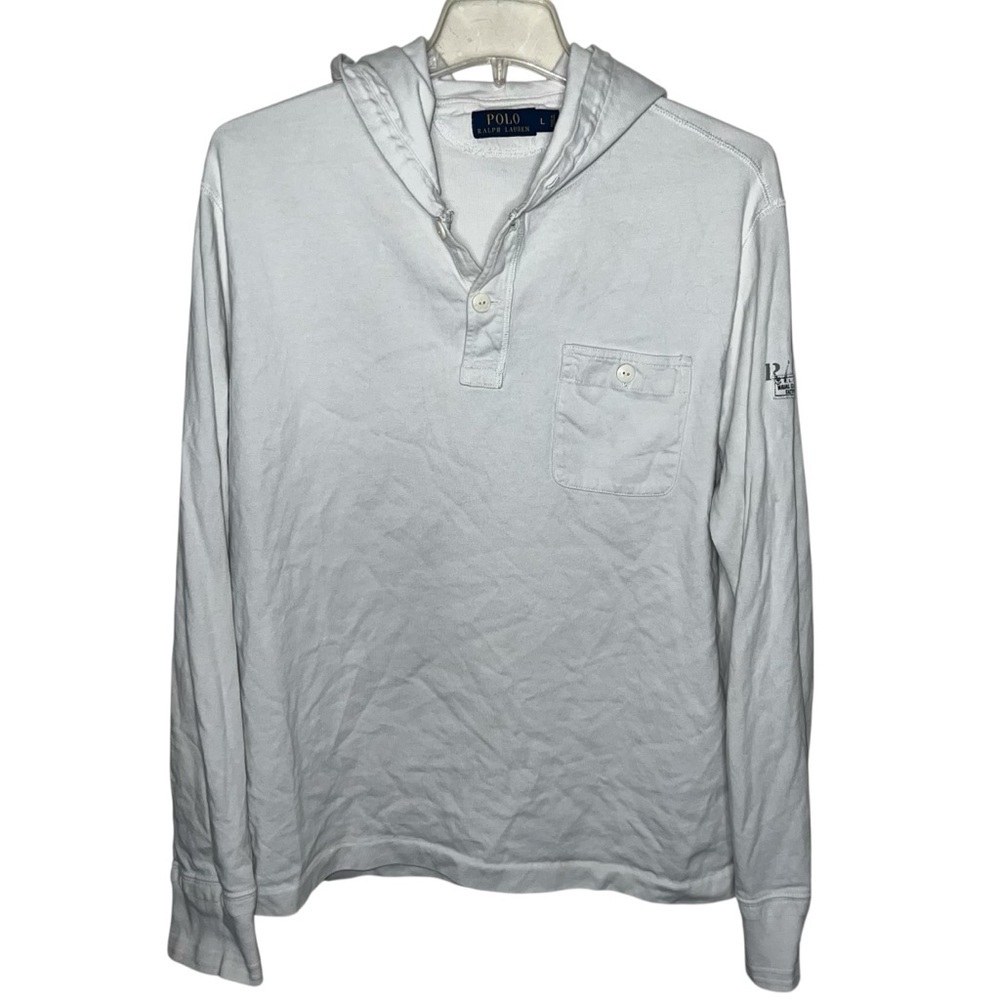 Polo Ralph Lauren Pullover Off White Hooded Unisex Size Large